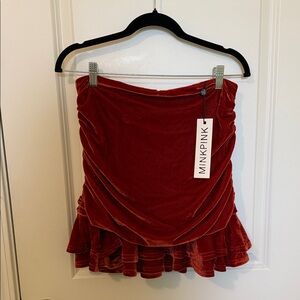 MINKPINK Velvet Mini Skirt in Copper